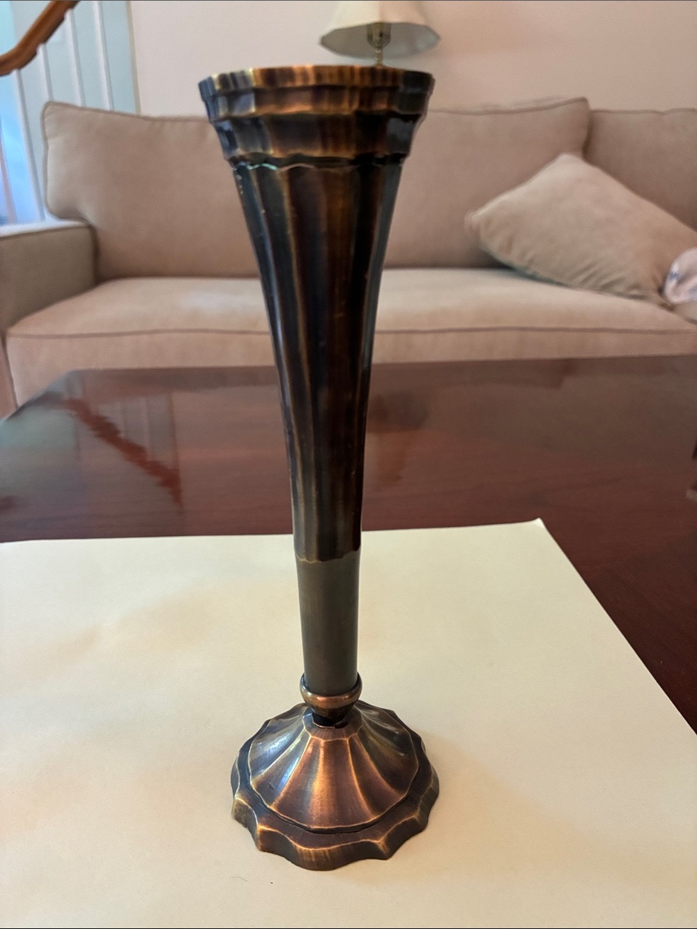 Vintage The Bombay Company 8" Brass Vase Made in India Unpolished Patina traditi